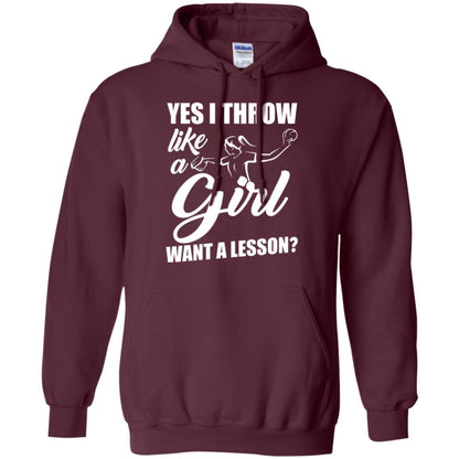 Softball T-shirt Yes I Throw Like A Girl Want A Lesson Maroon
