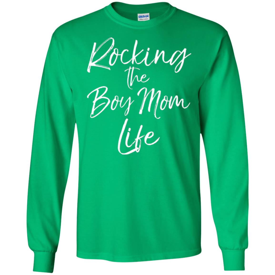 Mom T-shirt Rocking The Boy Mom Life Irish Green