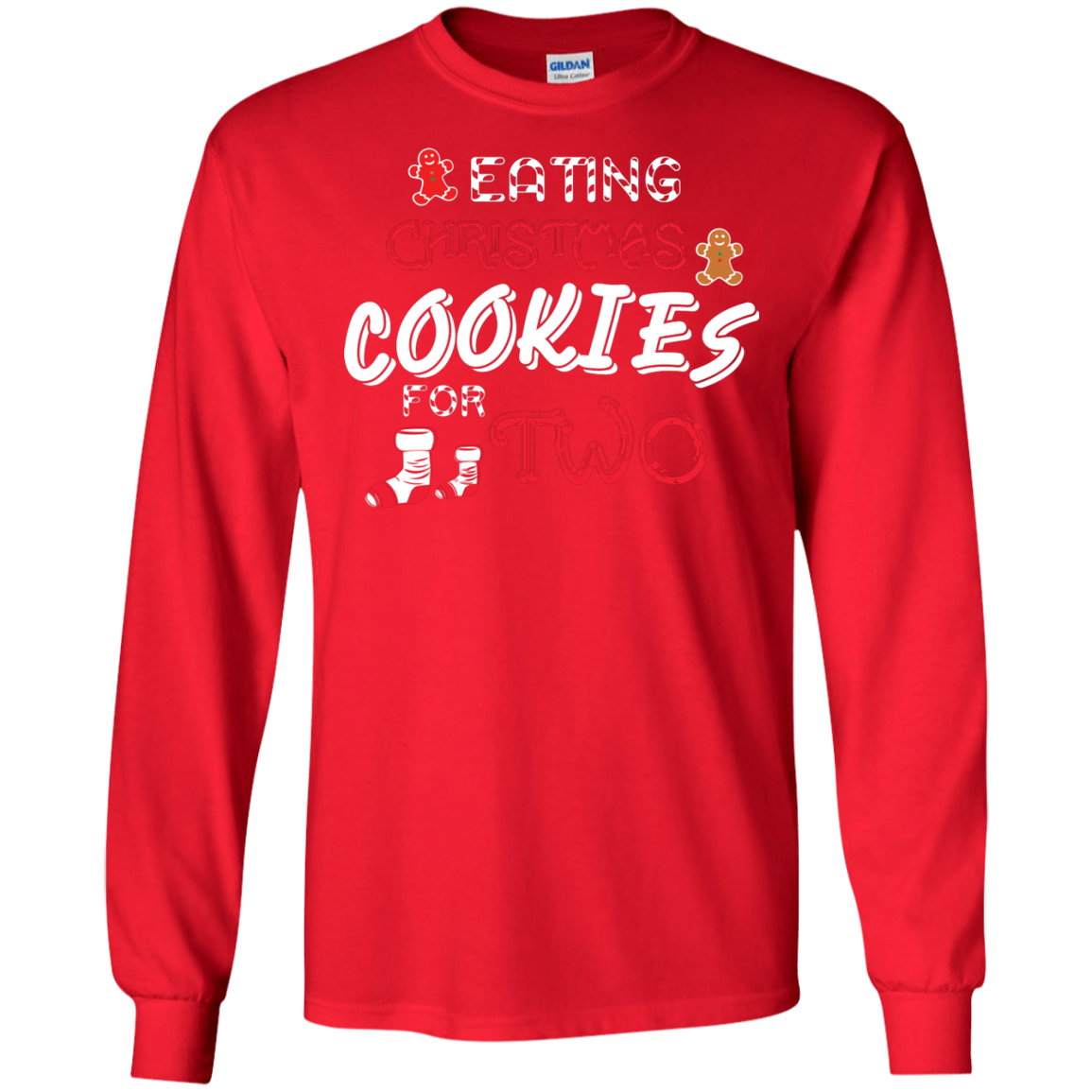Christmas T-shirt Eating Christmas Cookies For Two Red