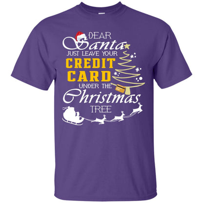 Dear Santa Just Leave Tour Credit Card Under The Christmas Tree X-mas Gift Shirt Purple