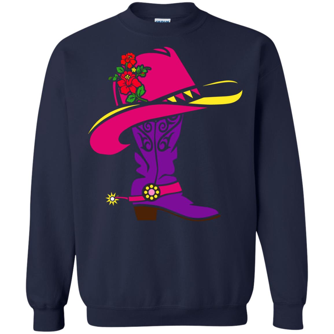 Cowgirl Boots With Hat T-shirt Navy