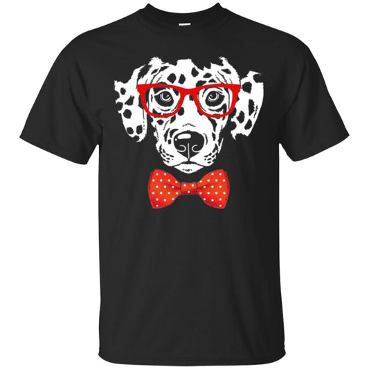 Dog Lover T-shirt Hipster Dog Dalmatian Wearing Glasses Black