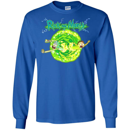 Rick Morty T-shirt Portal Glow Lightning Logo Royal