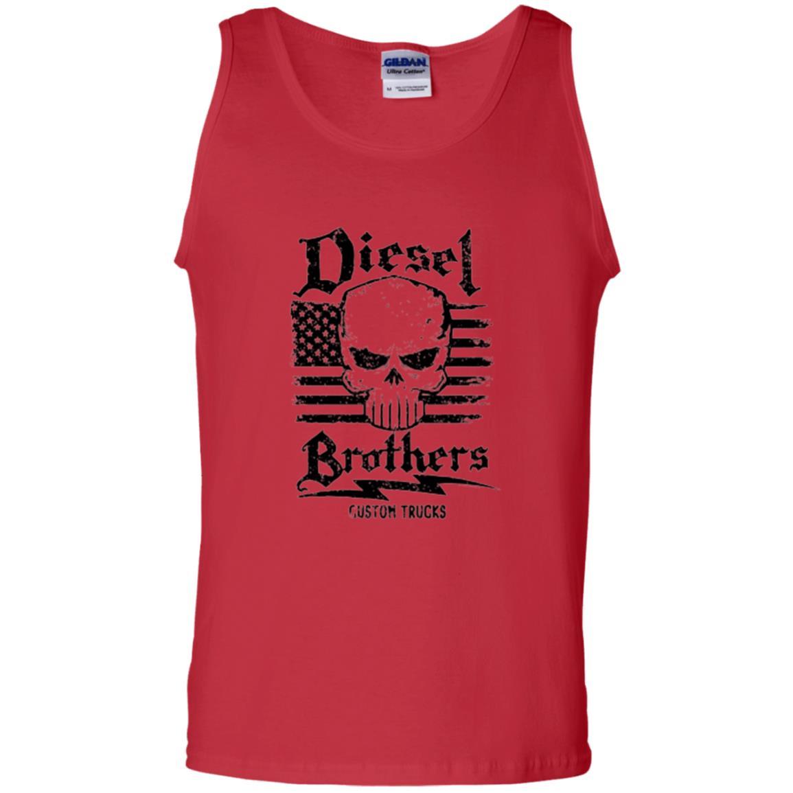 Diesel Brothers Custom Trucks Skull Usa Flag T-shirt Red