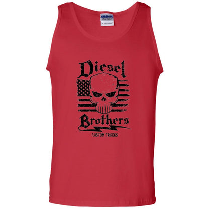 Diesel Brothers Custom Trucks Skull Usa Flag T-shirt Red