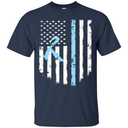 Ribbon American Flag Prostate Cancer Awareness Shirt Navy