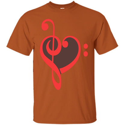 Heart Bass Clef Heart Music Lovers Shirt Texas Orange