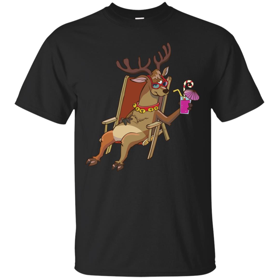 Reindeer With Sunglasses Celebrate Xmas In July Shirt Black