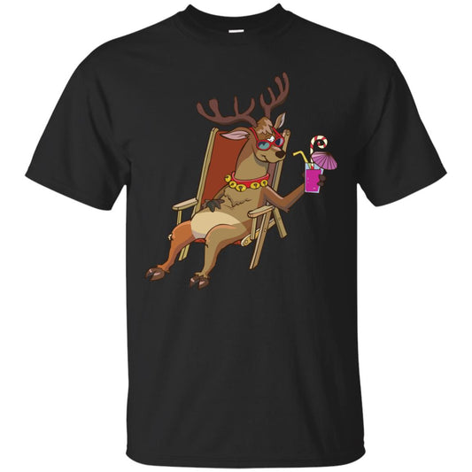 Reindeer With Sunglasses Celebrate Xmas In July Shirt Black