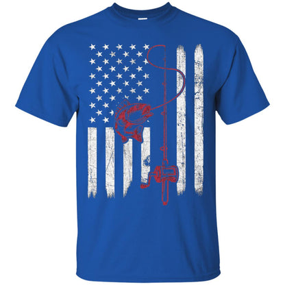 Vintage Fishing With American Flag Bass Fisherman T-shirt Royal