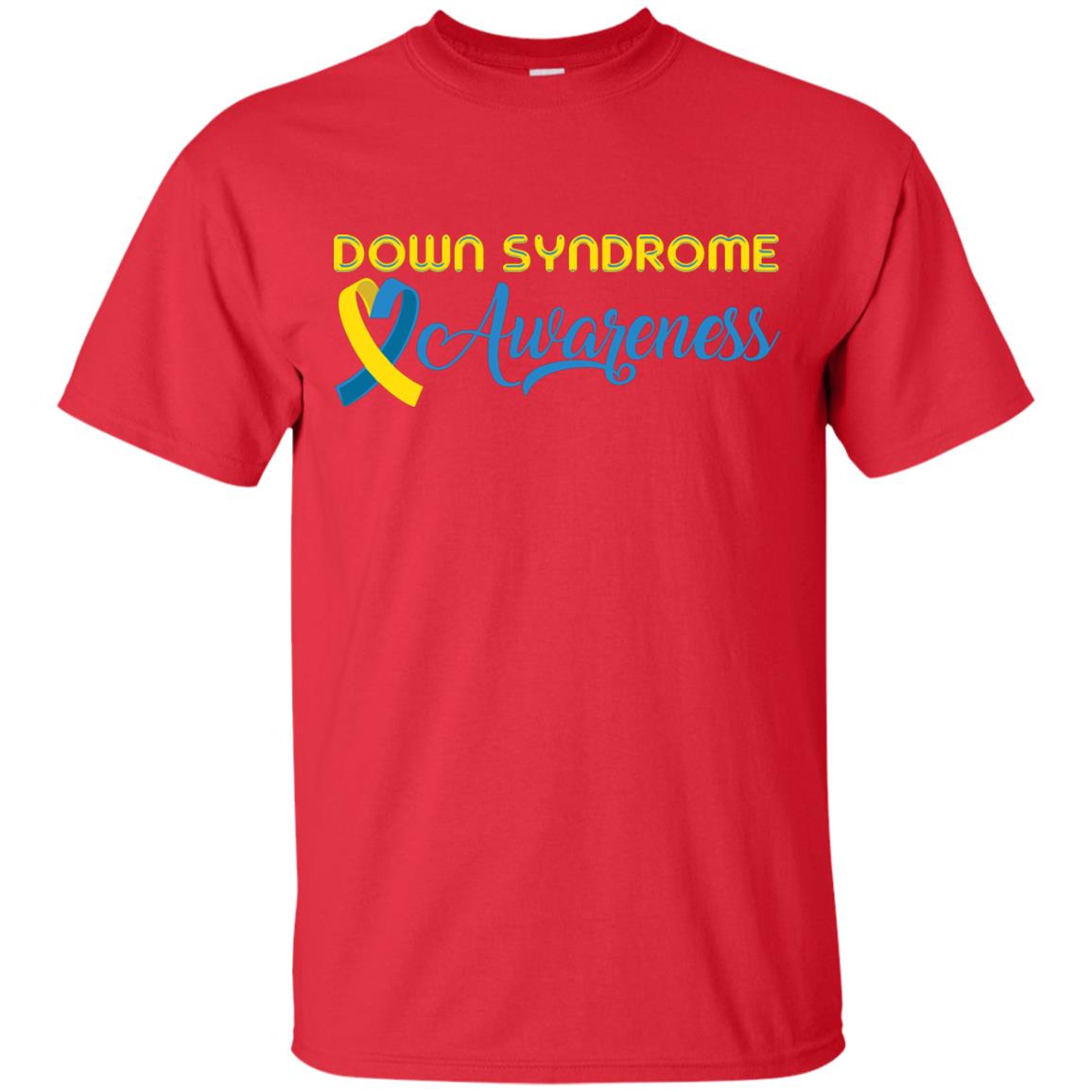 Yellow And Blue Ribbons Down Syndrome Awareness T-shirt Red