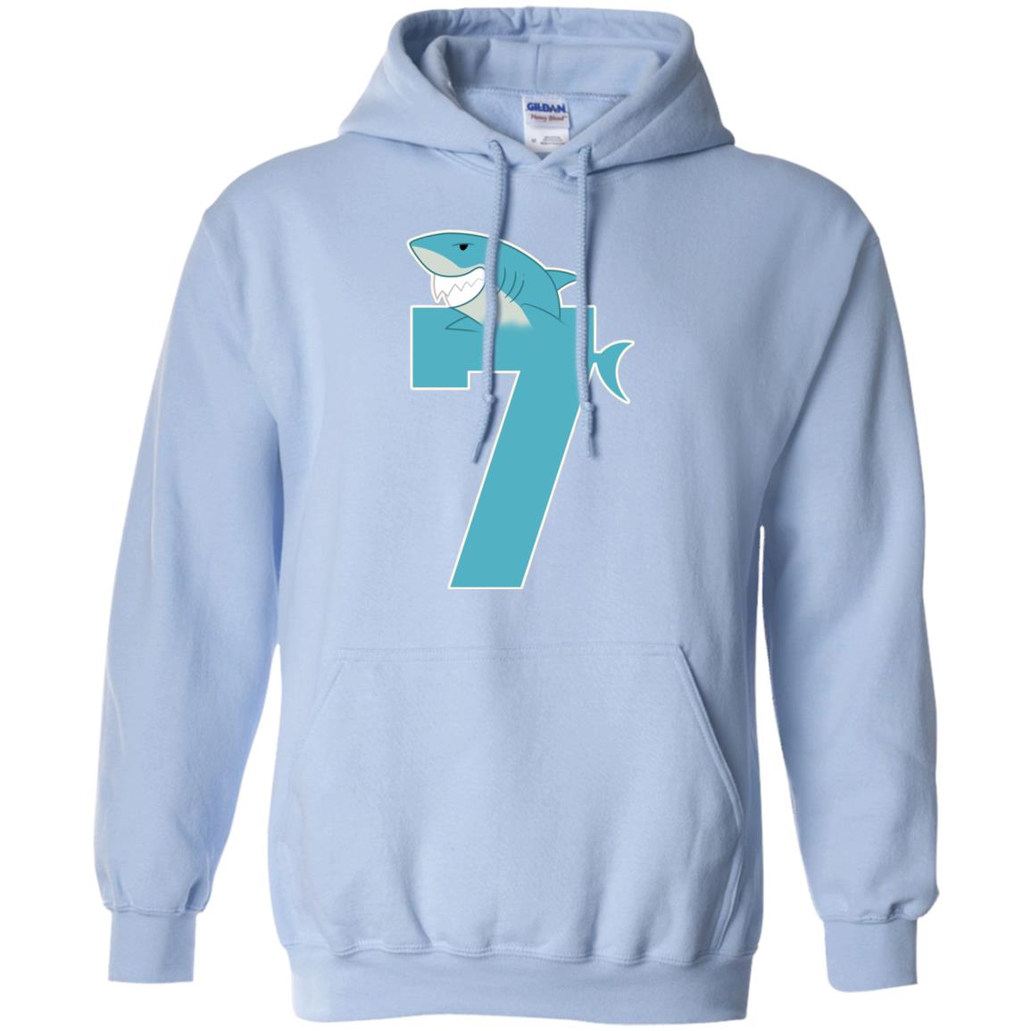 7th Birthday Shark Party Shirt Light Blue