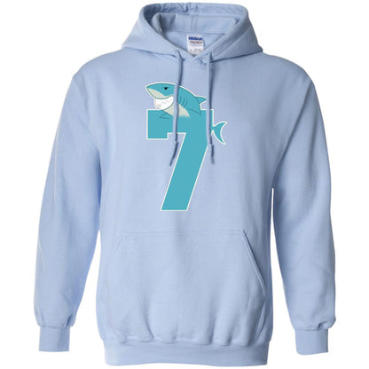 7th Birthday Shark Party Shirt Light Blue