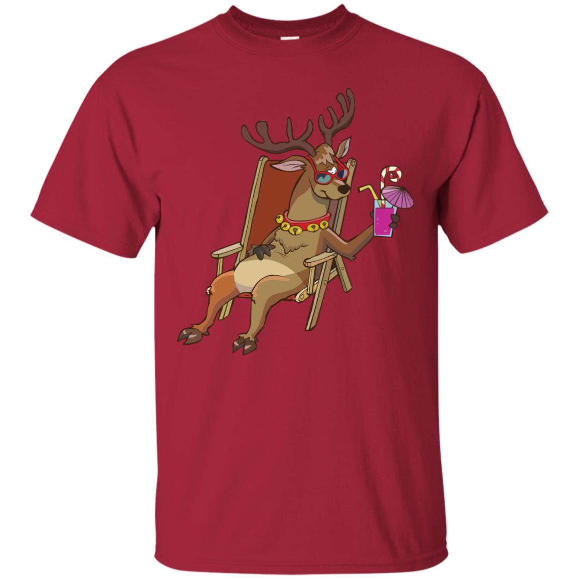 Reindeer With Sunglasses Celebrate Xmas In July Shirt Cardinal