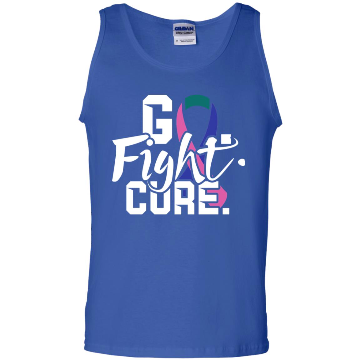 Thyroid Awareness Go Fight Cure Teal Pink Blue Ribbon Shirt Royal