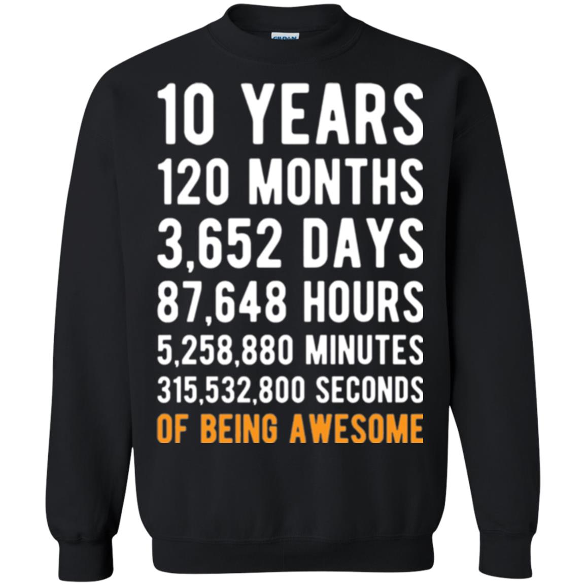 Birthday T-shirt 10 Years Old Of Being Awesome Black