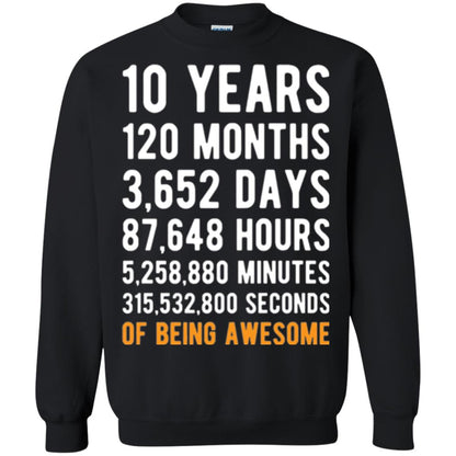 Birthday T-shirt 10 Years Old Of Being Awesome Black