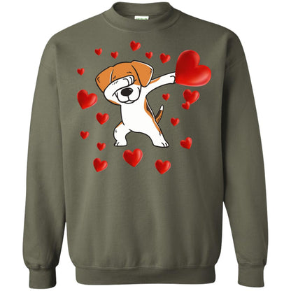 Valentines Day T-shirt Dabbing Dog Military Green