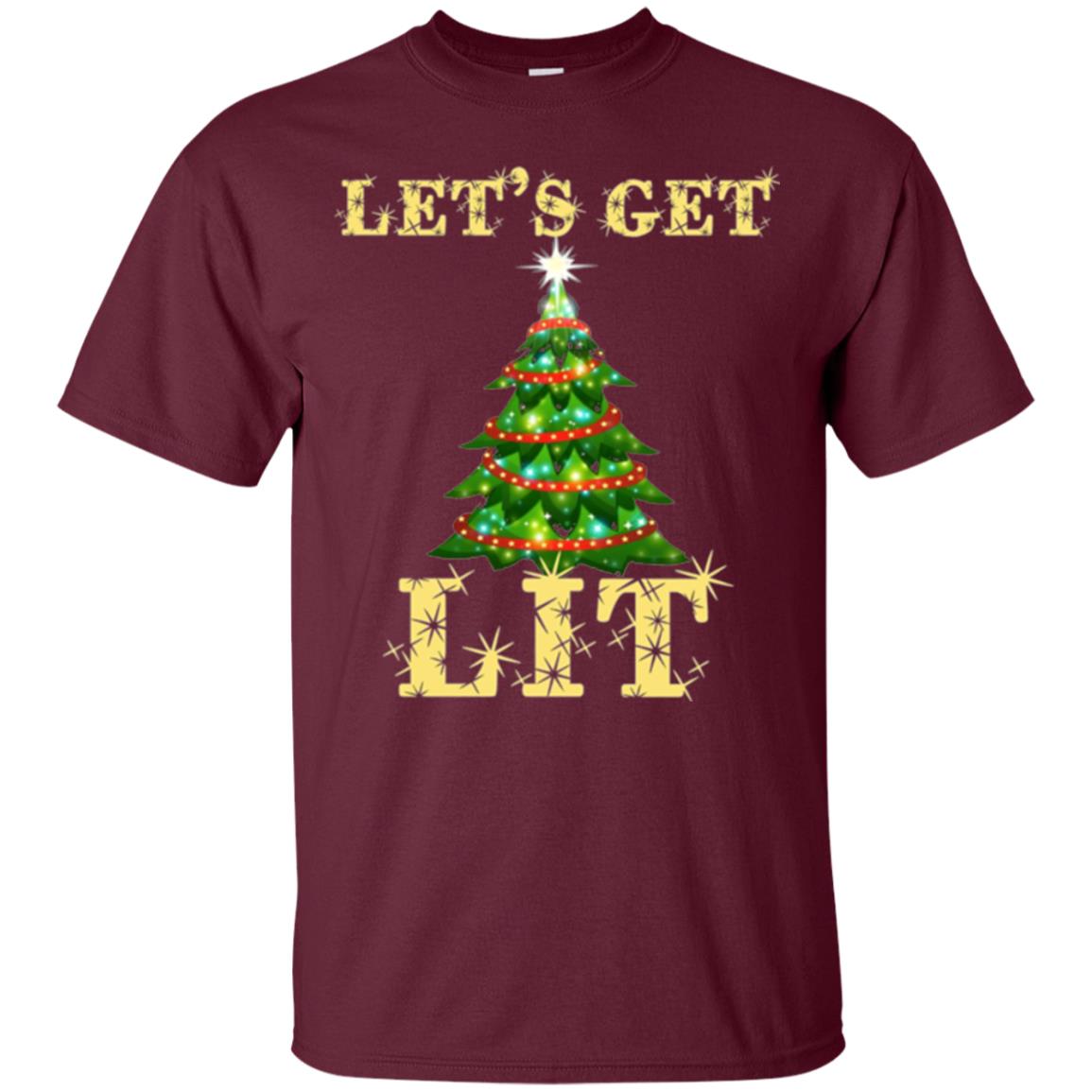 Christmas T-shirt Let_s Get Lit Maroon