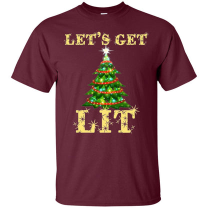 Christmas T-shirt Let_s Get Lit Maroon