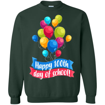 Happy 100th Day Of School Colorful Balloons Funny T-shirt Forest Green