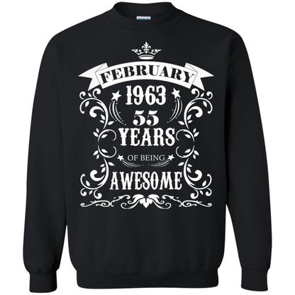 55th Birthday Shirt Awesome Born In February 1963 55 Years Of Being Awesome Black