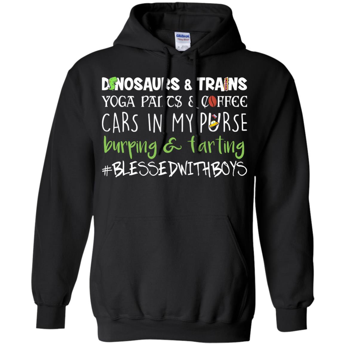 Dinosaurs And Trains Yoga Pants And Coffee  Boy And Mom T-shirtG185 Gildan Pullover Hoodie 8 oz.