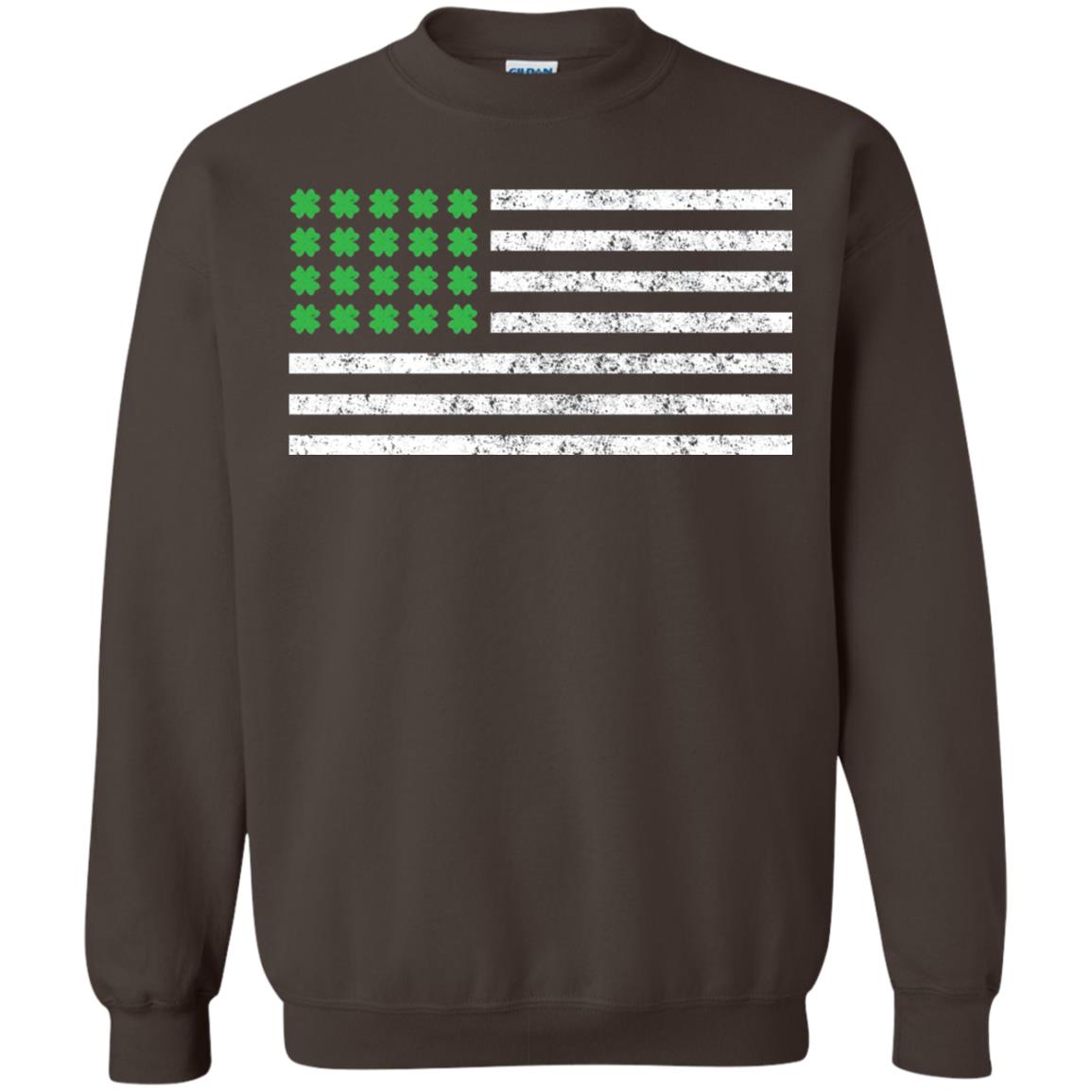Usa Flag With Irish Shamrock St Patricks Day T-shirt Dark Chocolate
