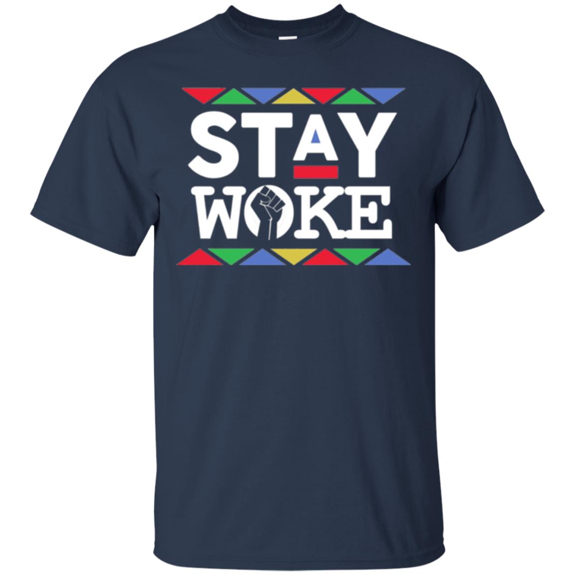 Stay Woke Against Inequality Black Power T-shirt Women_s Rights Navy