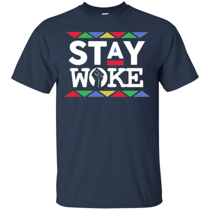Stay Woke Against Inequality Black Power T-shirt Women_s Rights Navy