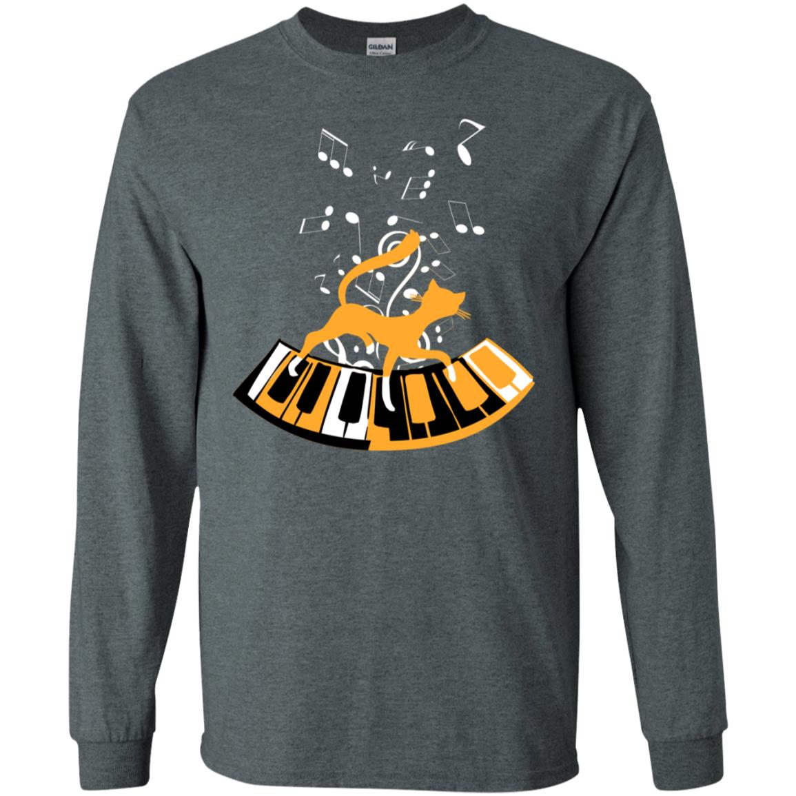 Cat Plays Piano Shirt For Mens Womens Dark Heather