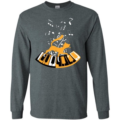 Cat Plays Piano Shirt For Mens Womens Dark Heather