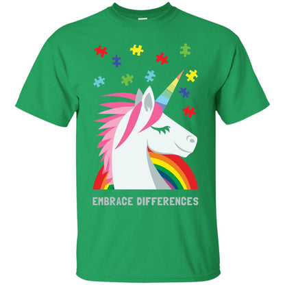 Autism Awareness Shirt Unicorn Puzzle Embrace Differences Irish Green