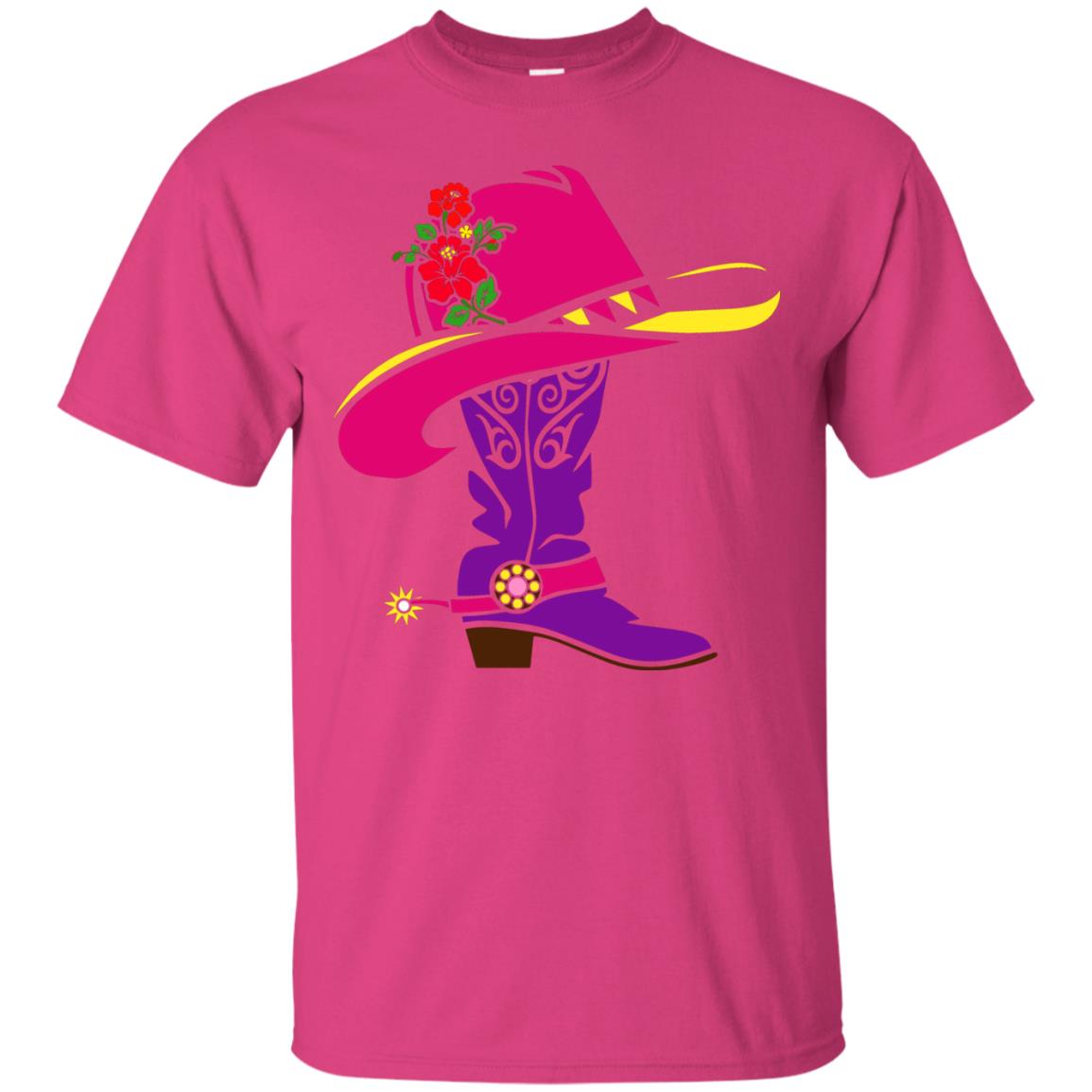Cowgirl Boots With Hat T-shirt Heliconia