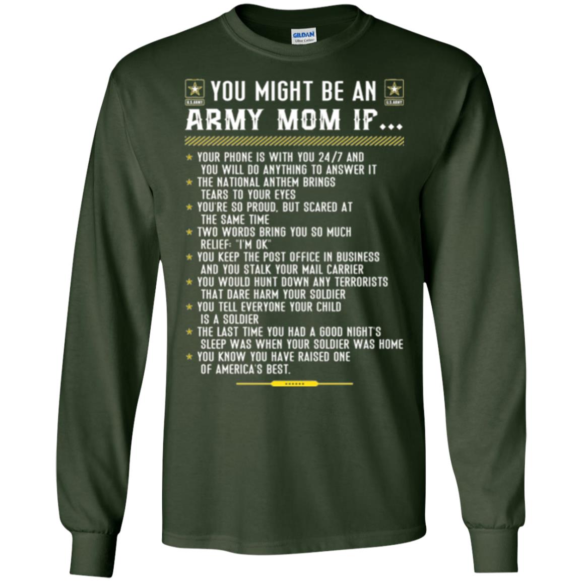 Veteran T-shirt You Might Be An Army Mom If Forest Green