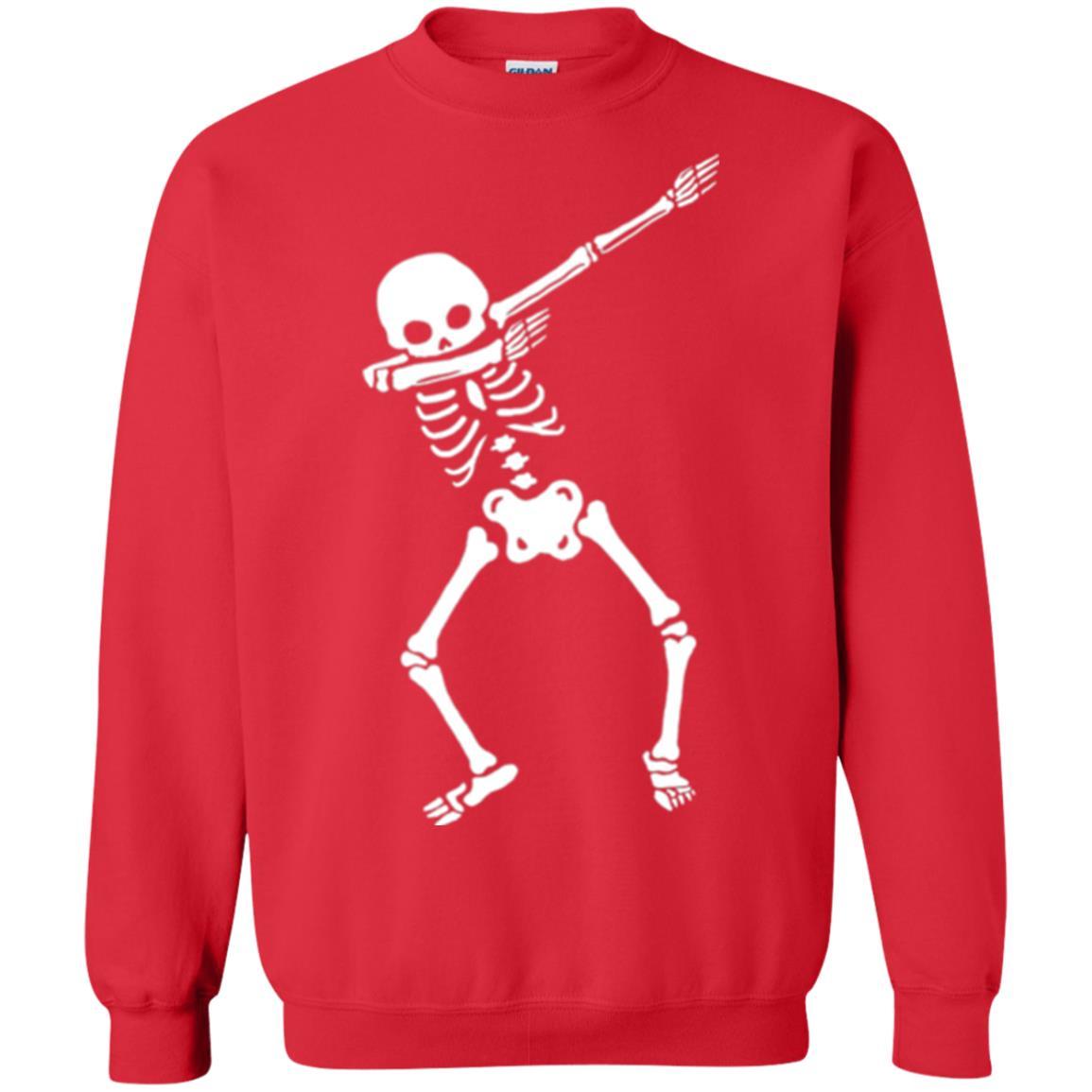 Funny Halloween T-shirt Dabbing Skeleton Red