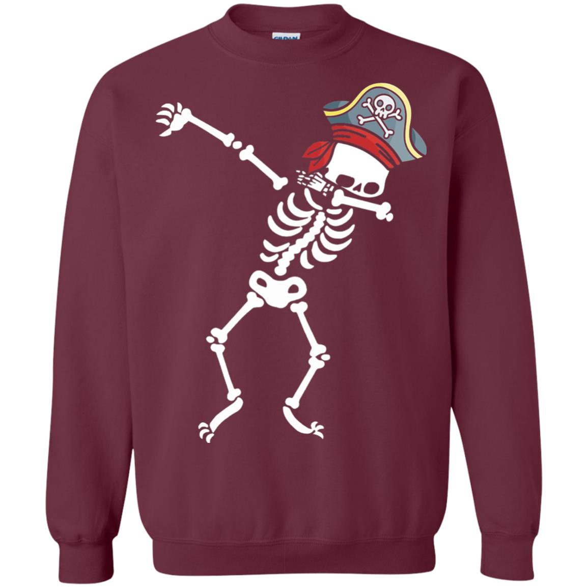 Dabbing Skeleton With Pirates Hat T-shirt Maroon