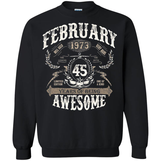 February 1973 45 Years Of Being Awesome T-shirt 45 Years Old Black