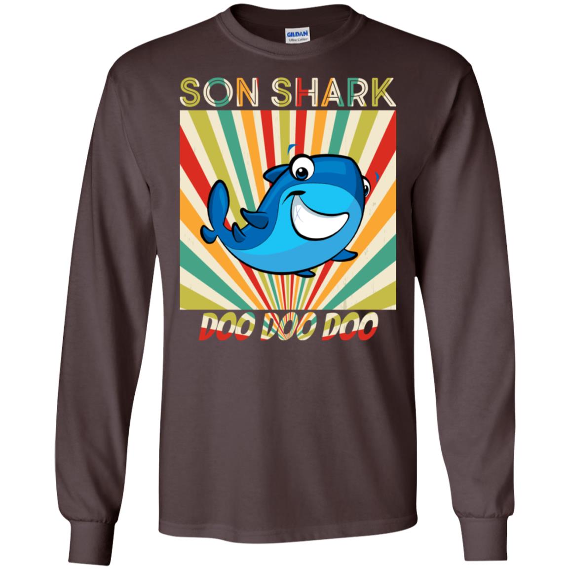 Son Shark Doo Doo Doo Family Shark Gift Shirt Dark Chocolate