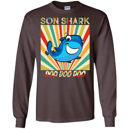 Son Shark Doo Doo Doo Family Shark Gift Shirt Dark Chocolate