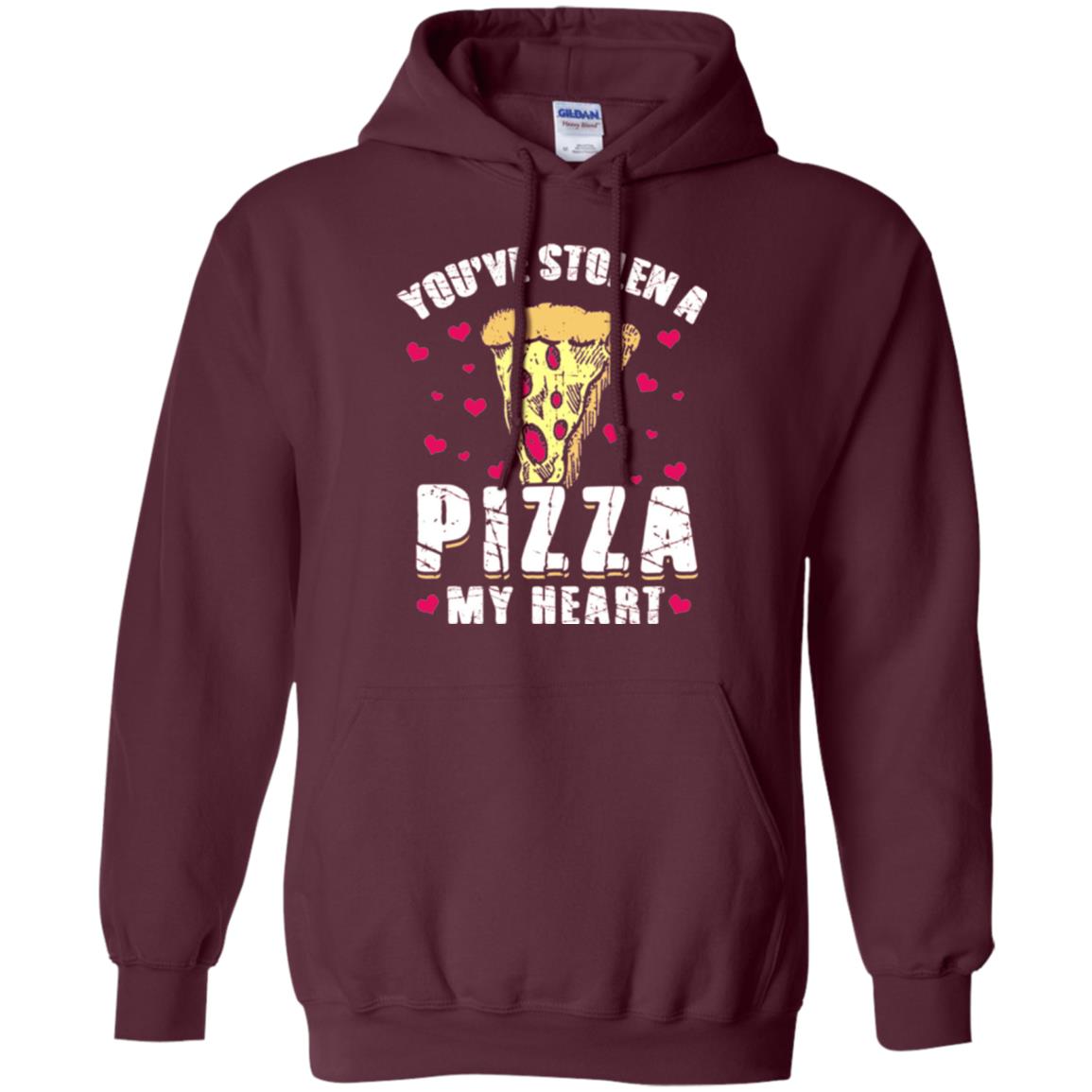Funny Valentines Day Shirt Food Gift You_ve Stolen Pizza My Heart Maroon