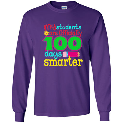 Teacher T-shirt My Students Are Officially 100 Days Smarter Purple