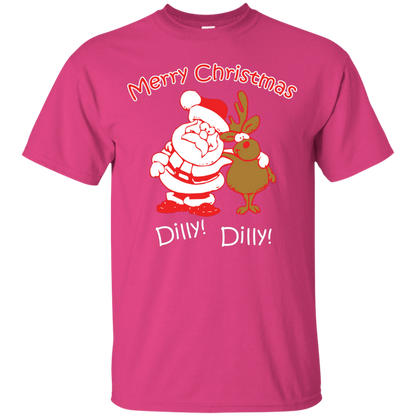 Christmas T-Shirt Merry Christmas Santa And Reindeer Dilly! Dilly! Heliconia