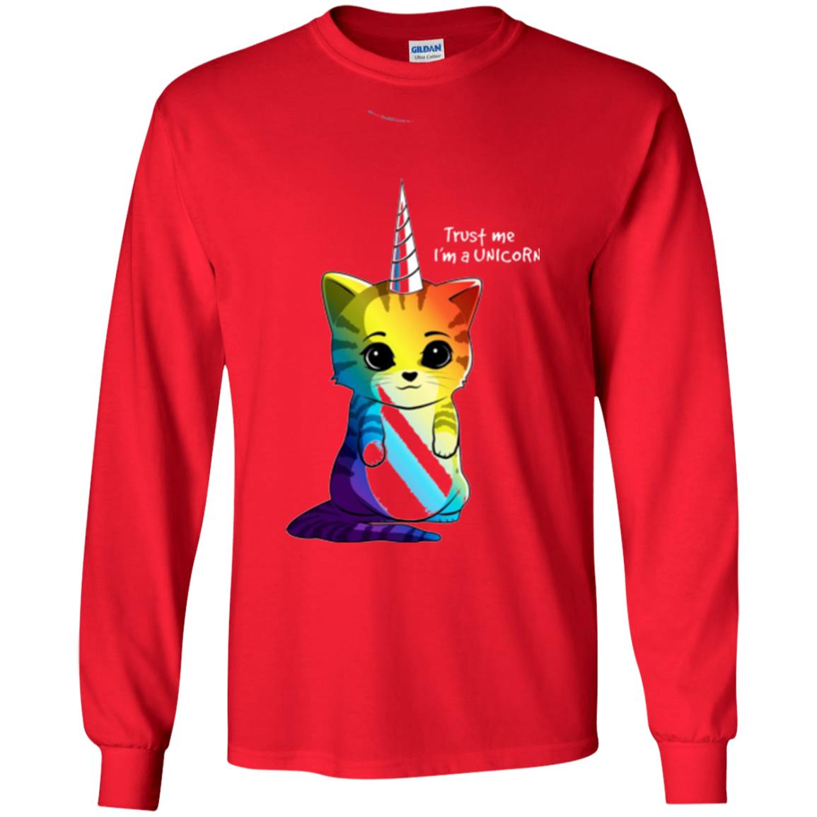 Cat Lovers T-shirt Caticorn Rainbow Trust Me I_m A Unicorn Red