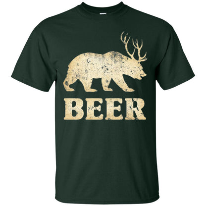 Beer T-shirt Vintage Bear Deer Forest Green
