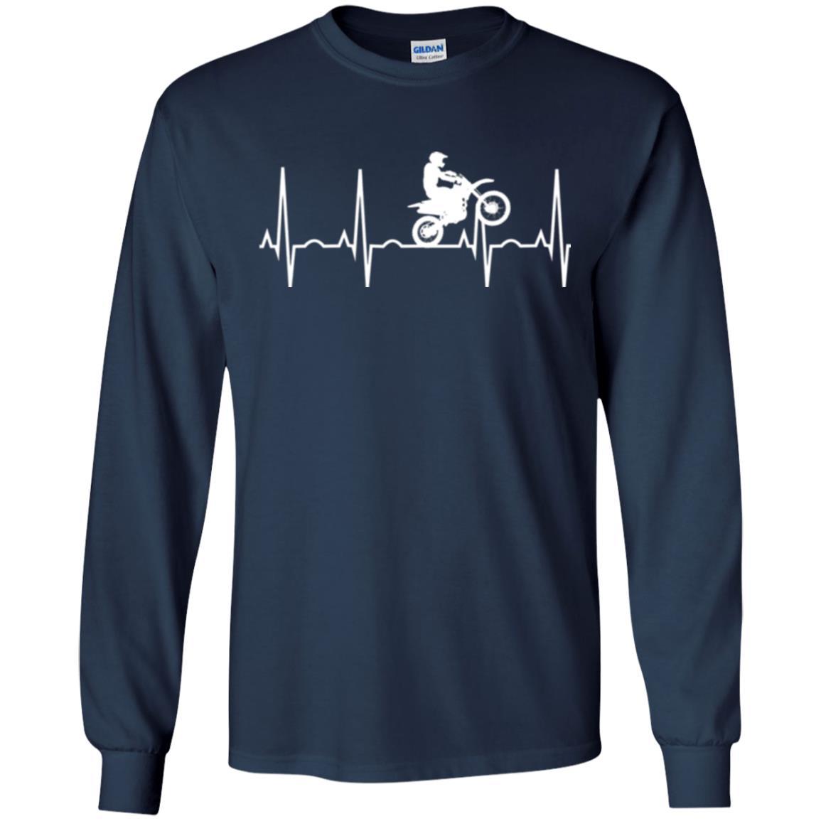 Dirt Bike Rider T-shirt Dirt Bike Heartbeat T-shirt Navy