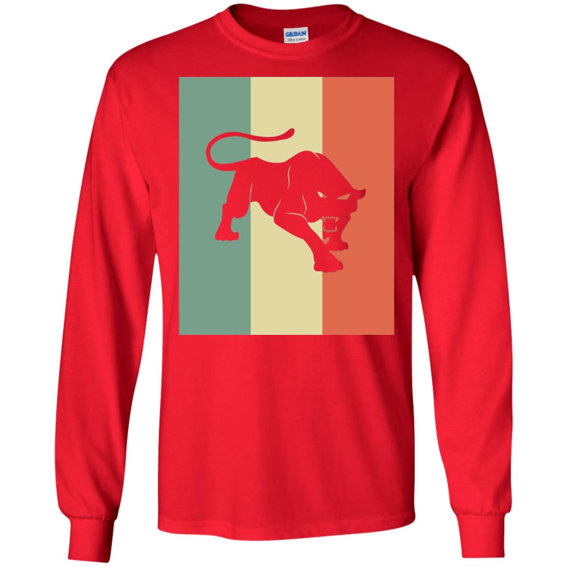 Black Panther Silhouette Gift Shirt Retro Vintage Classic Tee Red