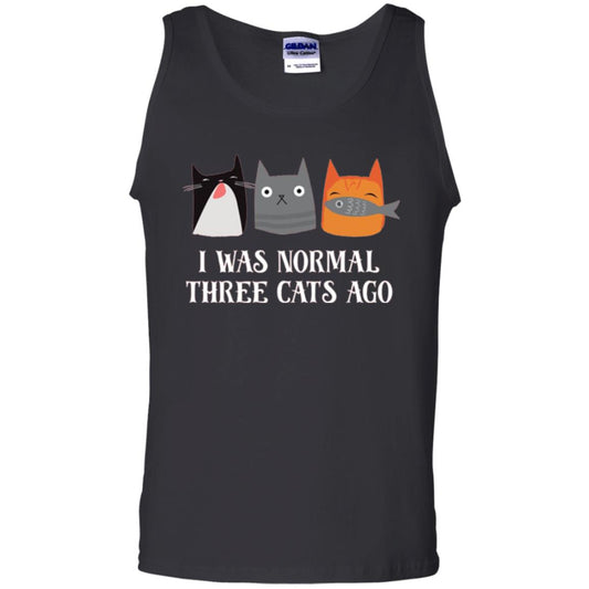Cat Lovers T-shirt I Was Normal Three Cats Ago Funny Black