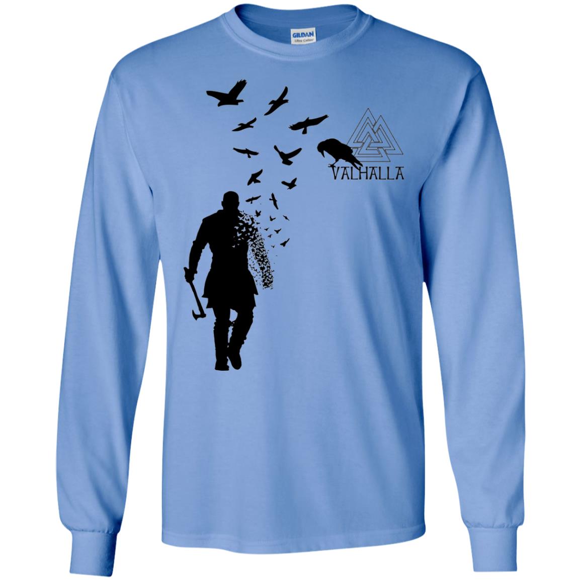 Vikings Axe Ragnar Lothbrok Flock Of Ravens Valhalla Symbol T-shirt Carolina Blue
