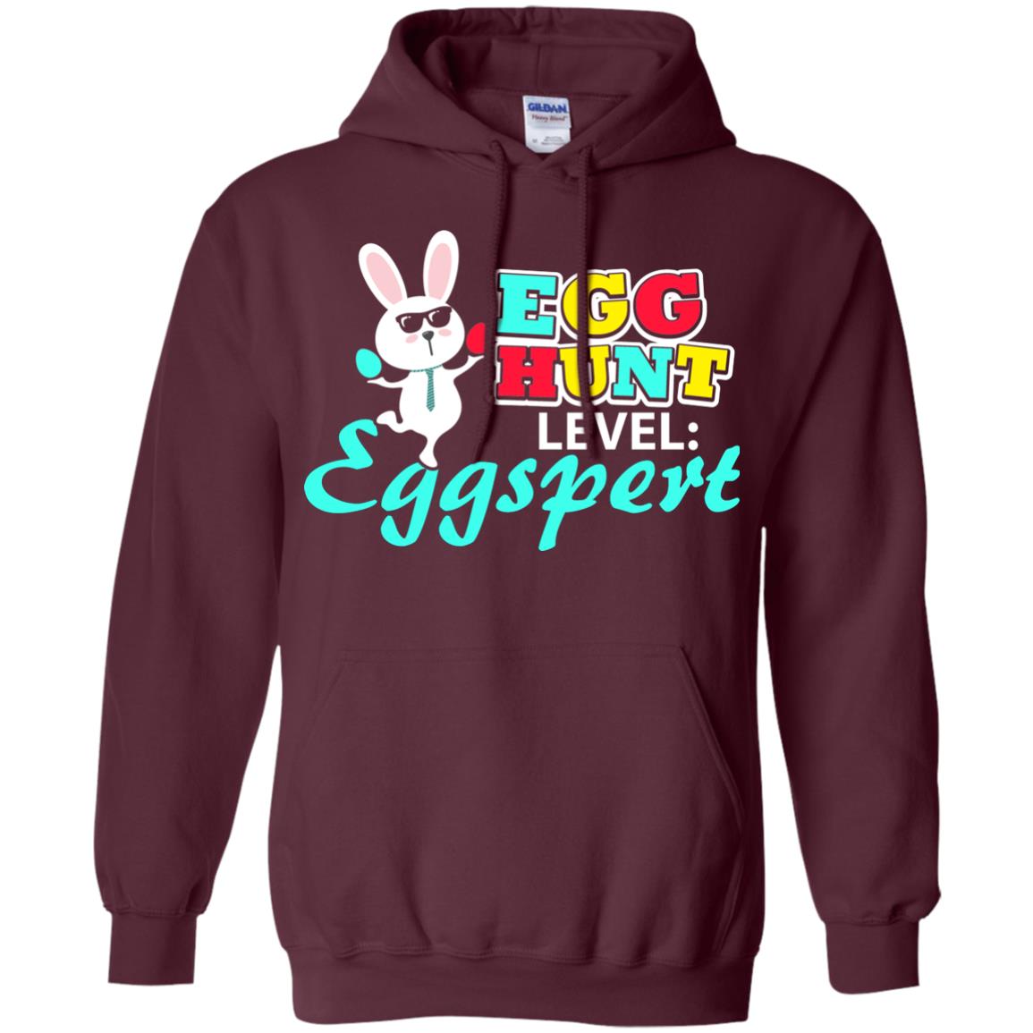 Egg Hunt Level Eggspert Easter Holiday T-shirt Maroon